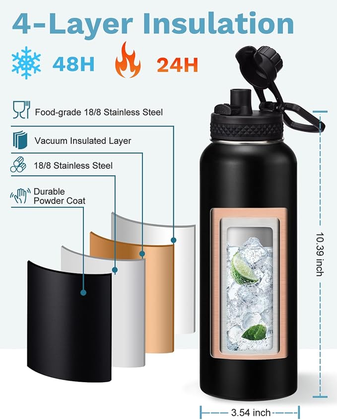 BENZZO 40 oz Insulated Water Bottle - Image 5