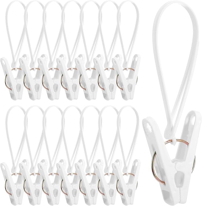 15 Pack Laundry Hooks with Rope, Windproof Drying Rack Accessories by Unknown