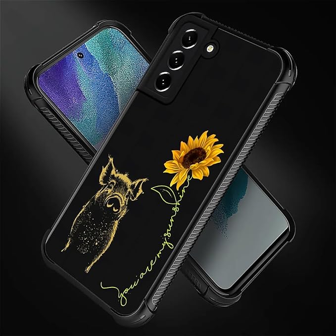 for Samsung Galaxy S22 Case, Pig Sunflower Yellow Sunshine Pattern Graphic - Image 2