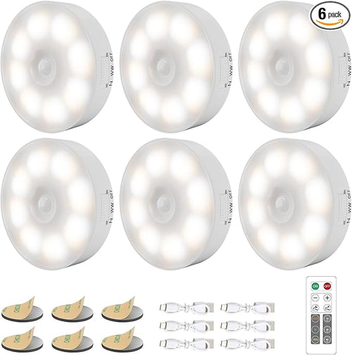 6 Pack Under Cabinet Lights, 16 LEDs Wireless Motion Sensor Light Puck Light by Electight