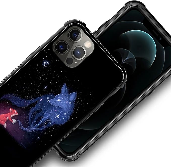 for iPhone 11 Pro Case, Galaxy Fox Wolf Pattern Graphic Design Girl Boy Soft - Image 3