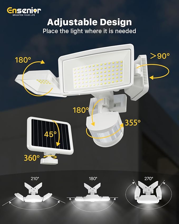 Ensenior 5 Motion Sensor Modes Solar Security Light, 1800LM 270° Wide Angle 3 - Image 8