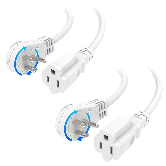 Cable Matters 2-Pack 16 AWG 360° Rotating Flat Plug Extension Cord - 3ft by CableMatters