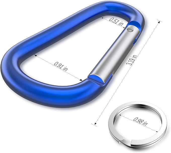 sprookber 3" Aluminum Carabiner D Ring, Caribeener Clips, Spring Snap Hook - Image 2