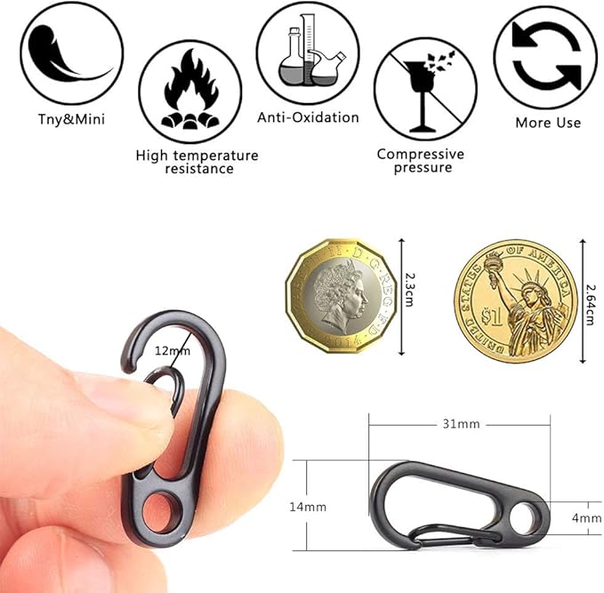 30PCS Mini SF Carabiner Clips Tiny Alloy Spring Snap Hook Keychain Clasps EDC - Image 2