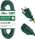 15FT Outdoor Extension Cord-16/3 SJTW Durable Green Extension Cable by HONDERSON
