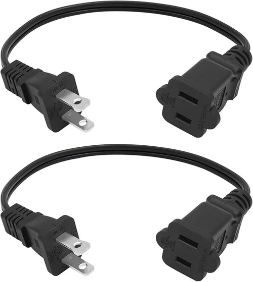 2 Prong Extension Cord 1FT, Indoor Male/Female Power Cable, UL Listed Perfect by Yeatel