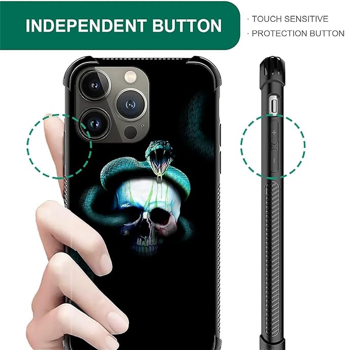for iPhone 14 Pro Case, Skeleton Winding Snake Pattern Graphic Design Girl Boy - Image 3