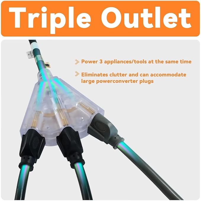 EP 50 Ft Lighted Outdoor Extension Cord - Image 3