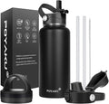 Water Bottle Insulated 32oz 40oz 64oz 128oz Straw Lid Spout Lid & 3 Lids by POYAKU