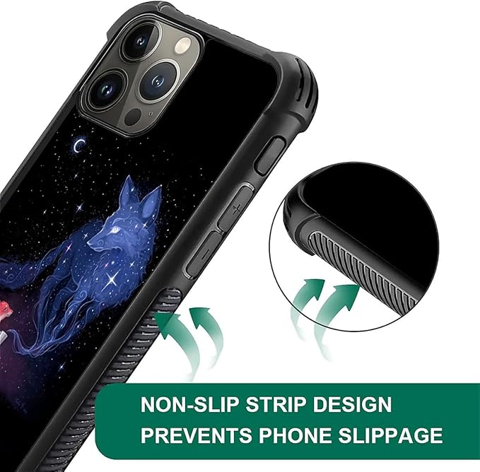 for iPhone 16 Pro Case, Galaxy Fox Wolf Pattern Graphic Design Girl Boy Soft - Image 6