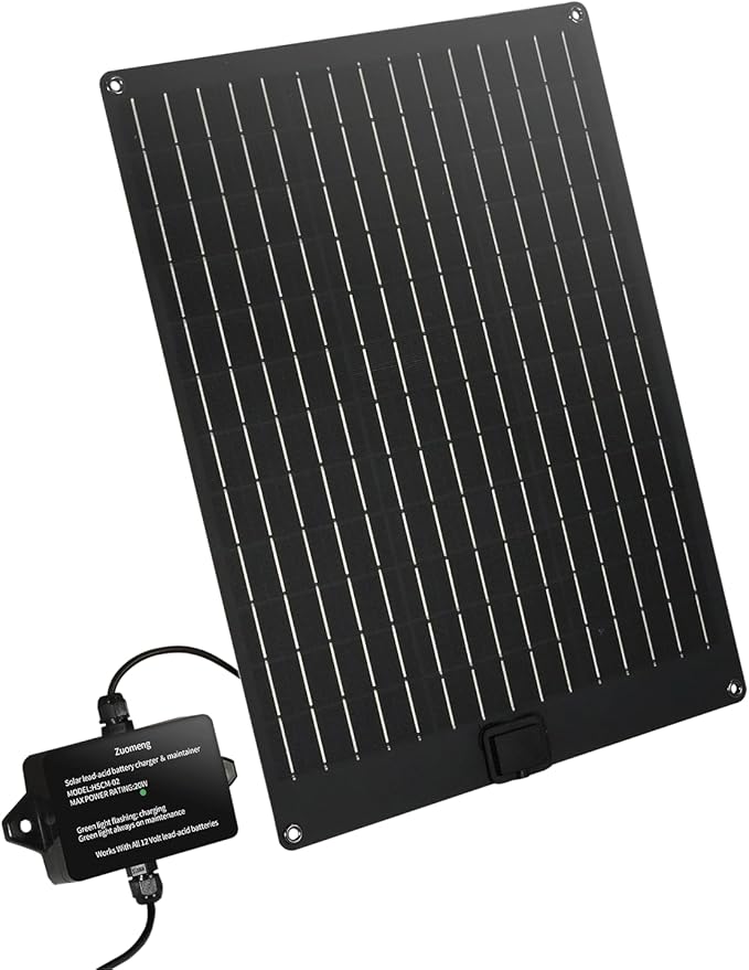 20W Solar Battery Maintainer & Trickle Charger, MPPT & Pulse Tech Solar Panel by Zuomeng