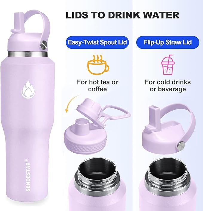 SENDESTAR 40oz Water Bottle Wide Mouth Stainless Steel Vacuum Insulated Double - Image 4