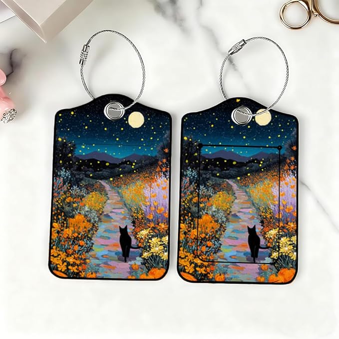 2Pcs Black Cat Pumpkin Luggage Tags, 2.83x4.53 Halloween Suitcase ID Labels - Image 6