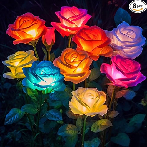 8 Pack Solar Flowers Lights Outdoor Waterproof by BOMIERMakeYourHomeBetter