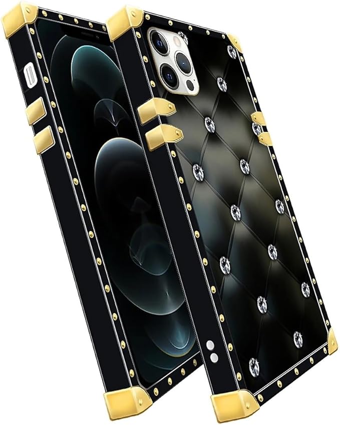Compatible with iPhone 11 Pro Max Case, Shiny Black Sofa Crystal Luxury Golden - Image 3