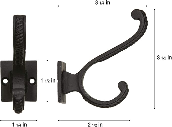 Claimed Corner Iron Scroll Coat Hooks - Image 3