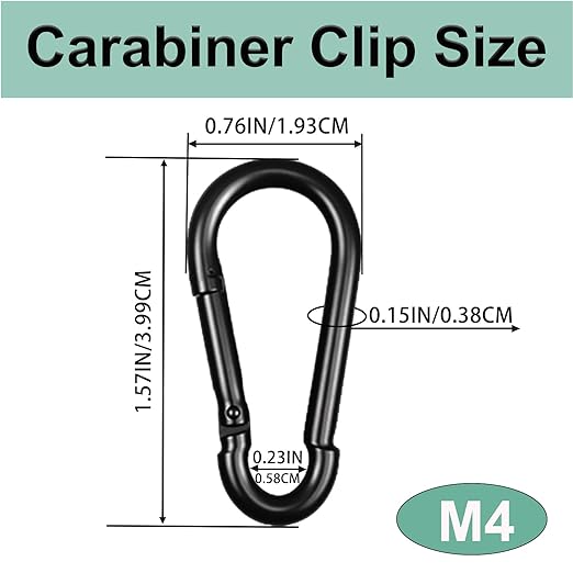 Black Carabiner, Heavy Duty Galvanized Steel Spring Snap Hook Carabiner Clips - Image 2