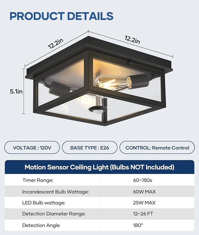 Motion Sensor Outdoor Ceiling Light - Image 9