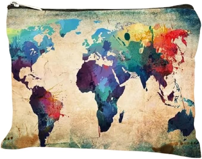 Trendy World Map Canvas Pouch by MONNYCAR