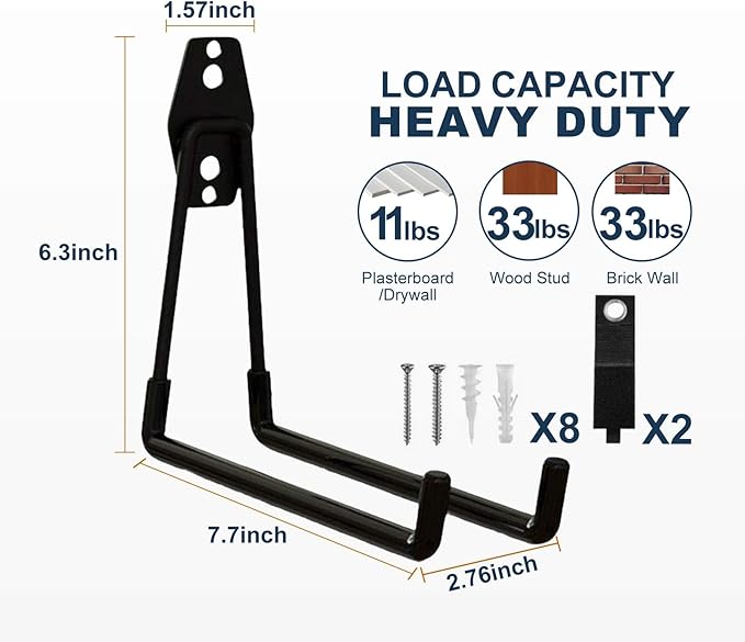 Garage Hooks Heavy Duty, 4 Pack Large Square Steel Garage Storage Hooks - Image 2