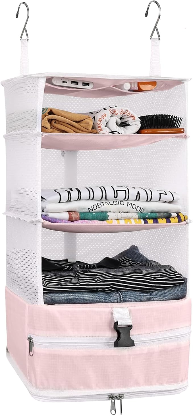 Surblue Hanging Closet Storage Bag Collapsible 3-Shelf Washable Oxford Fabric by SURBLUE