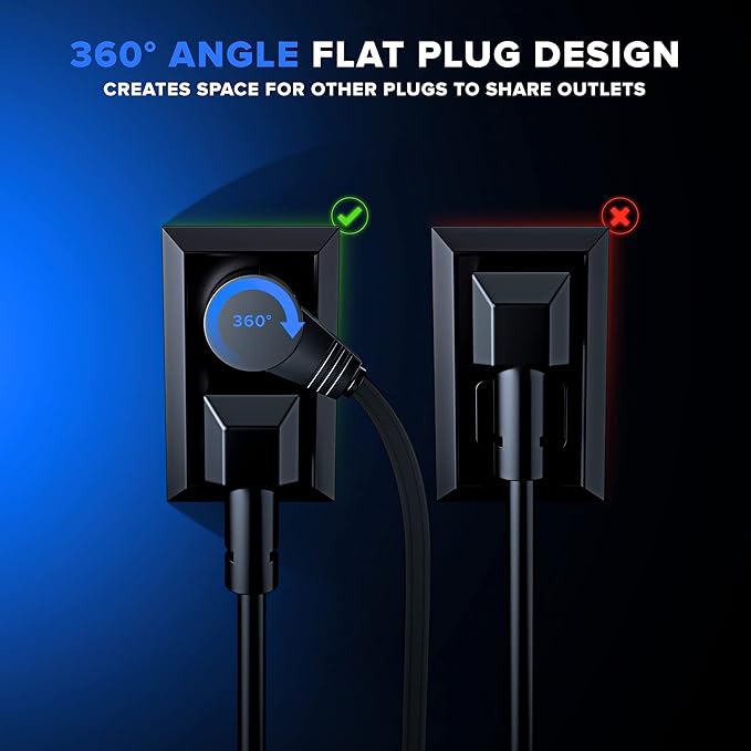 Maximm Cable 50 Ft 360° Rotating Flat Plug Extension Cord, 16/3 AWG Multi 3 - Image 7