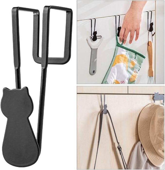 3Pcs- Over Cabinet Door Hooks Iron Decorative Cat Over The Cupboard Drawer - Image 2