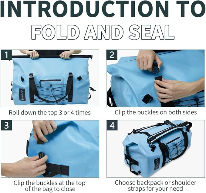 80L Dry Bag Large Waterproof Bag Roll-Top Heavy Duty Fishing Duffel Bag - Image 7