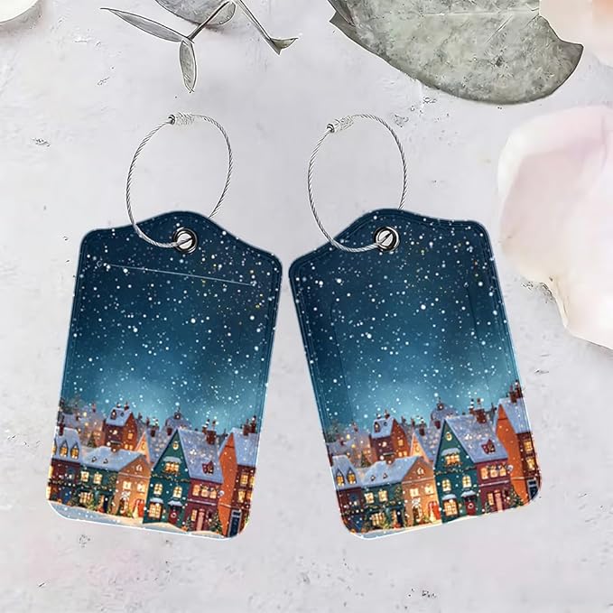 2Pcs Winter Village Luggage Tags - Image 4