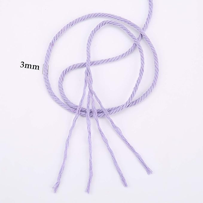 Light Purple Macrame Cotton Cord 3mm x 109 Yards - Image 3
