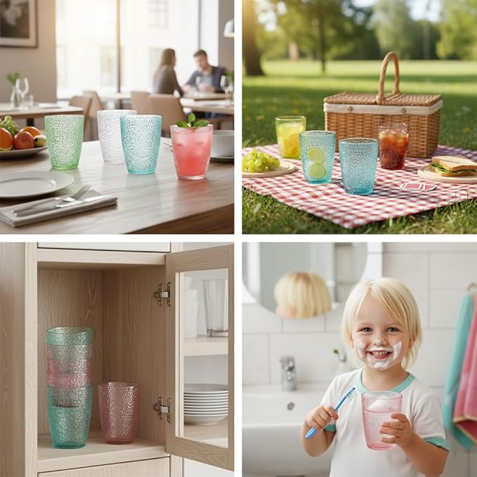 4 PCS Colored Plastic Drinking Glasses, Reusable Acrylic Drinking Cups - Image 2