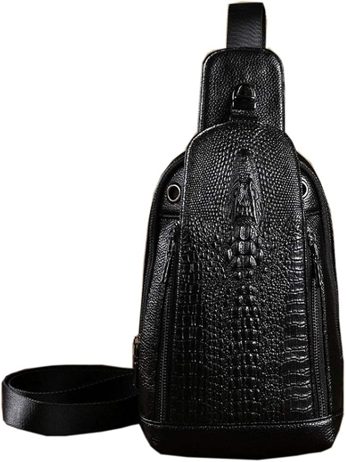 Hebetag Crocodile Genuine Leather Sling Chest Bag - Image 8