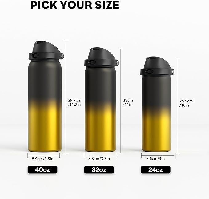 POWCAN 40 oz Insulated Water Bottle: 2-in-1 Push-Button Spout & Quick-Flip - Image 8