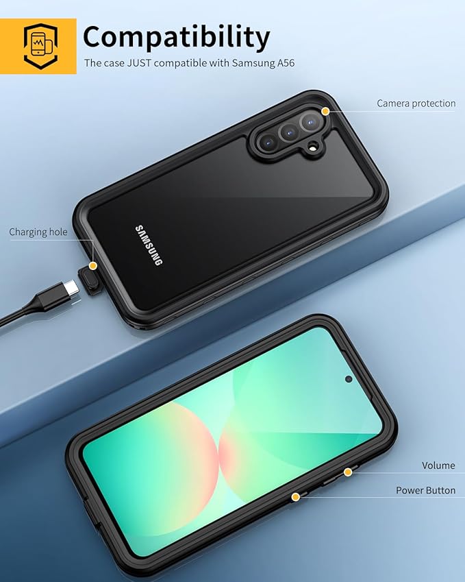 Lanhiem for Samsung Galaxy A56 Phone Case, IP68 Waterproof Dustproof, Built-in - Image 5