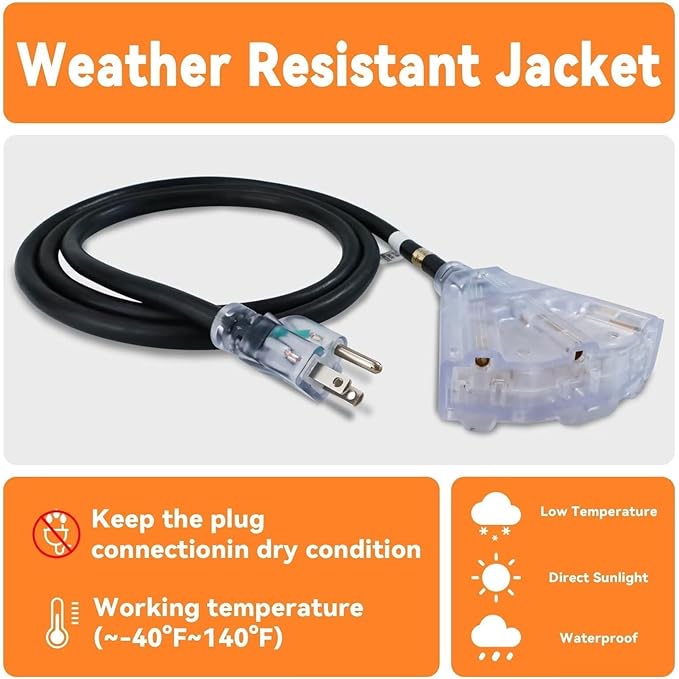 EP 10 Ft Lighted Outdoor Extension Cord - Image 5