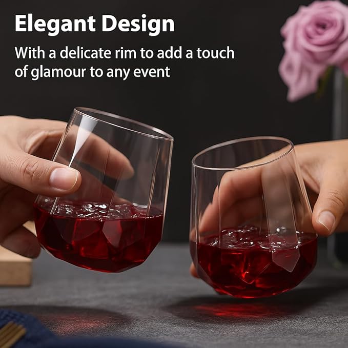Oojami 40 Pack Diamond Shaped Plastic Wine Glasses 12 oz - Image 5