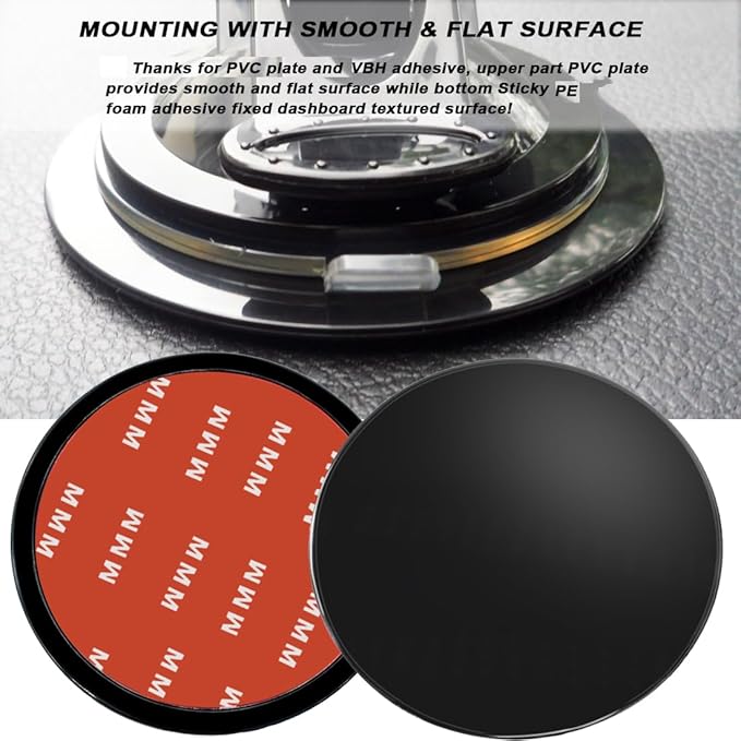 4 Pack 95mm Black Adhesive Dashboard Pad Mounting Disk, Mounting Disk - Image 3