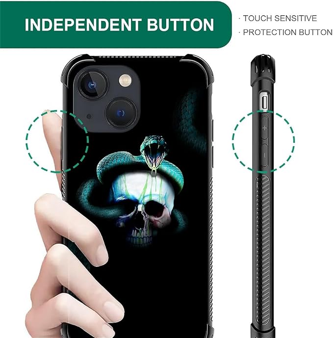 for iPhone 14 Case, Skeleton Winding Snake Pattern Graphic Design Girl Boy Soft - Image 4
