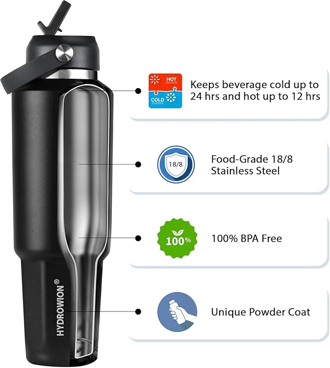 HYDROWION 32 oz Insulated Water Bottle, Car Water Bottle Holder - Image 5