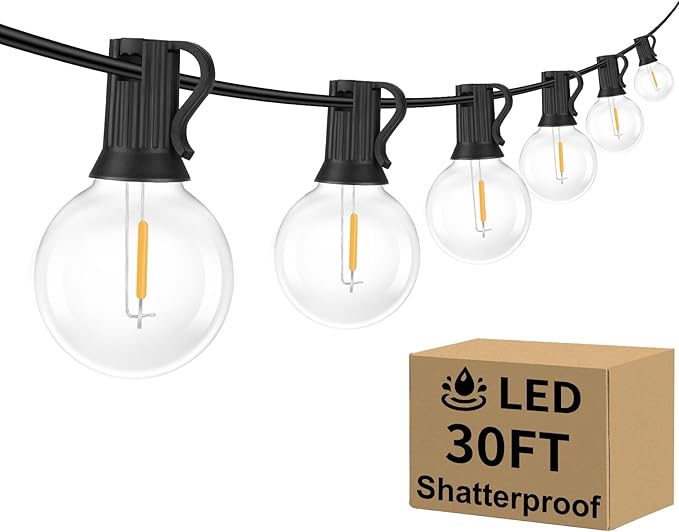 Outdoor G40 LED Globe String Lights 30Feet Dimmable Waterproof Shatterproof by BestChoiceforYourLife