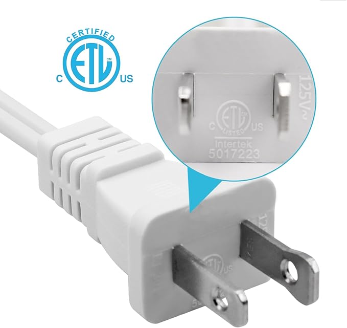 Short Extension Cord 3 Ft，2Pack Flat Plug Extension Cord 2 Prong, US - Image 8