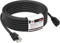 EP 50FT Black Outdoor Extension Cord, 16/3 SJTW Heavy Duty Waterproof, 3 Prong by ENERGYPRO