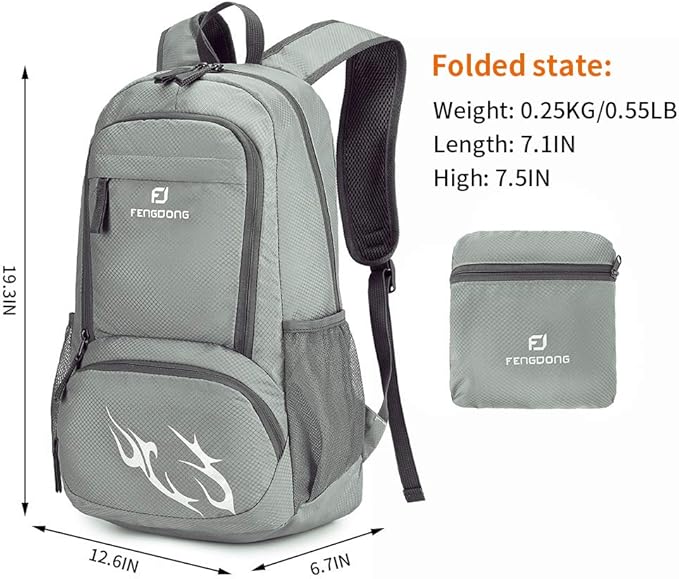 FENGDONG 35L Lightweight Foldable Waterproof Packable Travel Small Hiking - Image 2