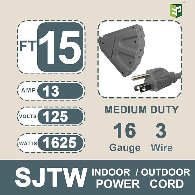 EP 2 Pack 15 Ft Outdoor Extension Cord - Image 2
