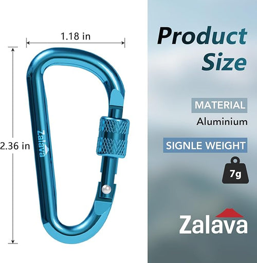 6PCS Carabiner Keychain, 2 inch Aluminum D-Clip Caribeener - Image 2