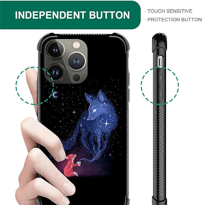 for iPhone 12 Pro Max Case, Galaxy Fox Wolf Pattern Graphic Design Girl Boy - Image 4