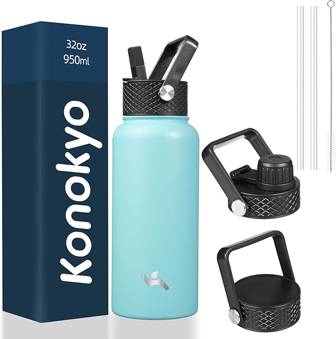 Konokyo 32 oz Insulated Water Bottle Stainless Steel Sport Bottles by Konokyo