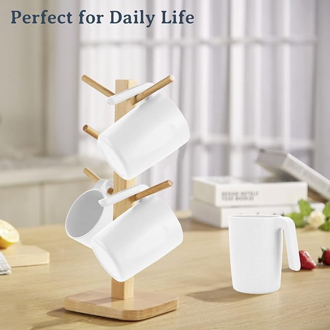 Wrova Wheat Straw Cups with Handles 16oz -Plastic Cups Reusable Set of - Image 6