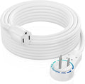 Maximm Extension Cord 30 Foot White Flat Plug, 360° Rotating Short Power Cord by MaximmCable